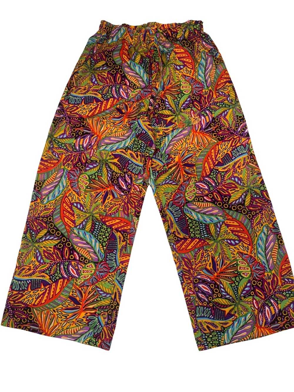 Woman’s Multicolor Tropical Flower Print Wide leg pants Size L